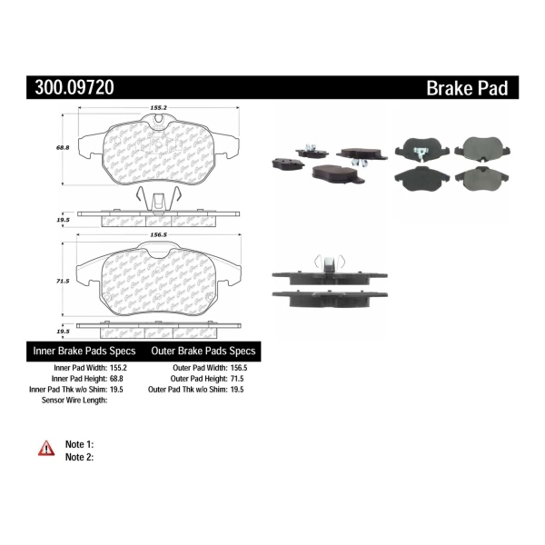 Centric Premium Semi-Metallic Front Disc Brake Pads 300.09720