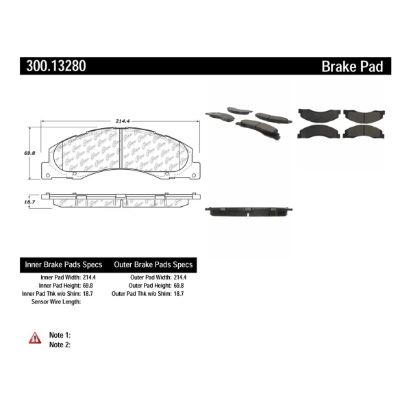 Centric Premium Semi-Metallic Front Disc Brake Pads 300.13280