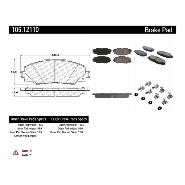 Centric Posi Quiet™ Ceramic Front Disc Brake Pads 105.12110
