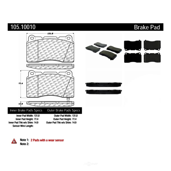 Centric Posi Quiet™ Ceramic Front Disc Brake Pads 105.10010