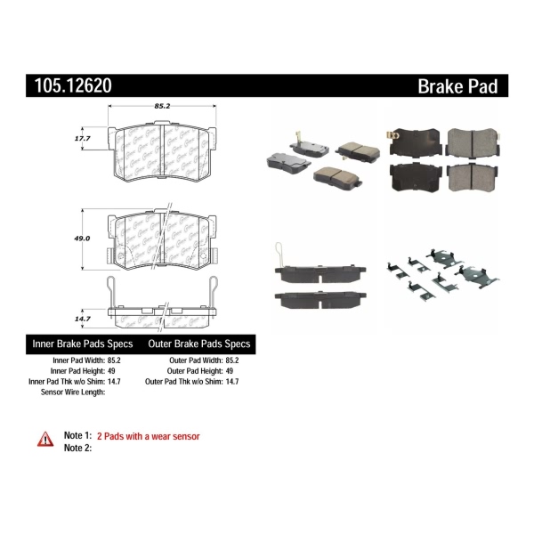 Centric Posi Quiet™ Ceramic Rear Disc Brake Pads 105.12620