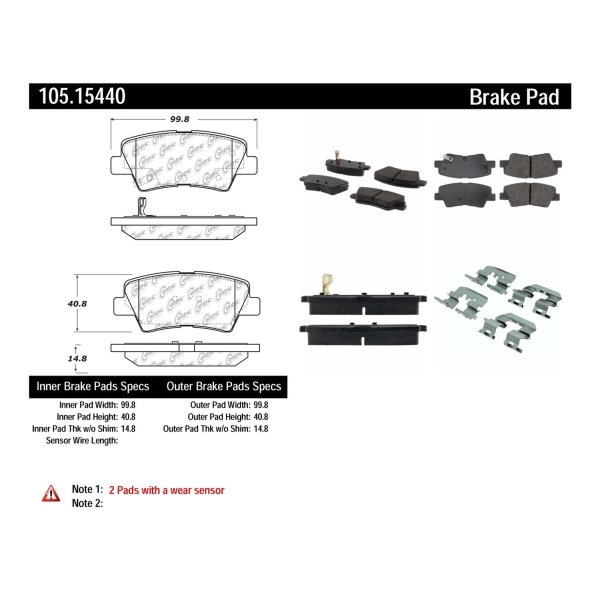 Centric Posi Quiet™ Ceramic Rear Disc Brake Pads 105.15440