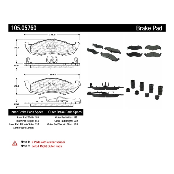 Centric Posi Quiet™ Ceramic Front Disc Brake Pads 105.05760