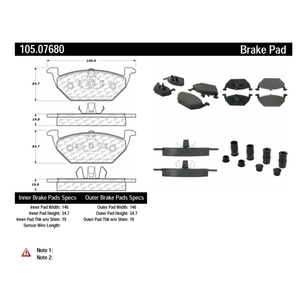 Centric Posi Quiet™ Ceramic Front Disc Brake Pads 105.07680