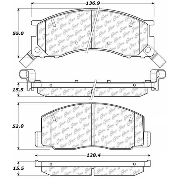 Centric Posi Quiet™ Semi-Metallic Rear Disc Brake Pads 104.10500