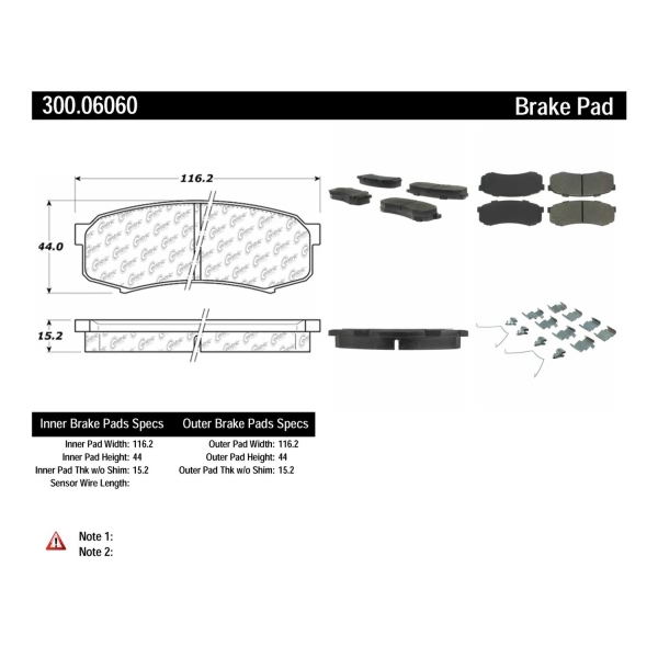 Centric Premium™ Semi-Metallic Brake Pads With Shims And Hardware 300.06060