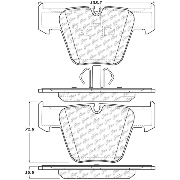 Centric Posi Quiet™ Semi-Metallic Front Disc Brake Pads 104.12890