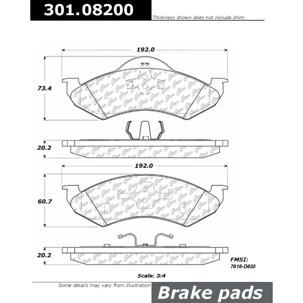 Centric Premium Ceramic Front Disc Brake Pads 301.08200