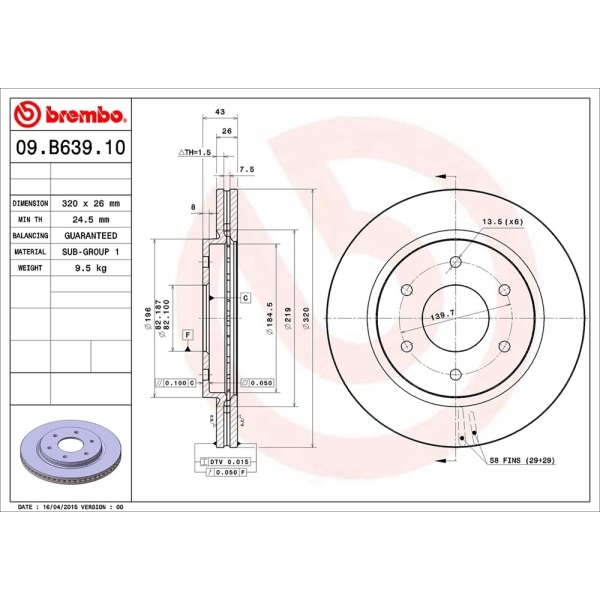 brembo Premium Xtra Cross Drilled UV Coated 1-Piece Rear Brake Rotors 08.A147.1X