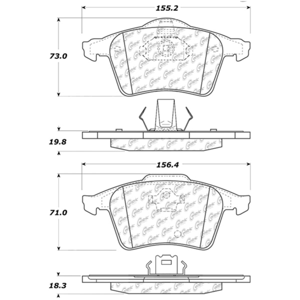 Centric Premium Semi-Metallic Front Disc Brake Pads 300.10030