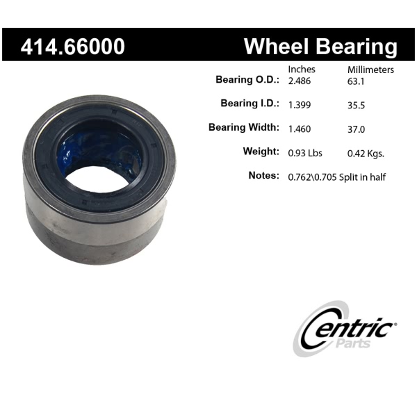 Centric Premium™ Rear Axle Shaft Repair Bearing 414.66000