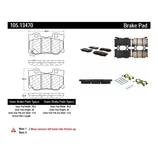 Centric Posi Quiet™ Ceramic Rear Disc Brake Pads 105.13470