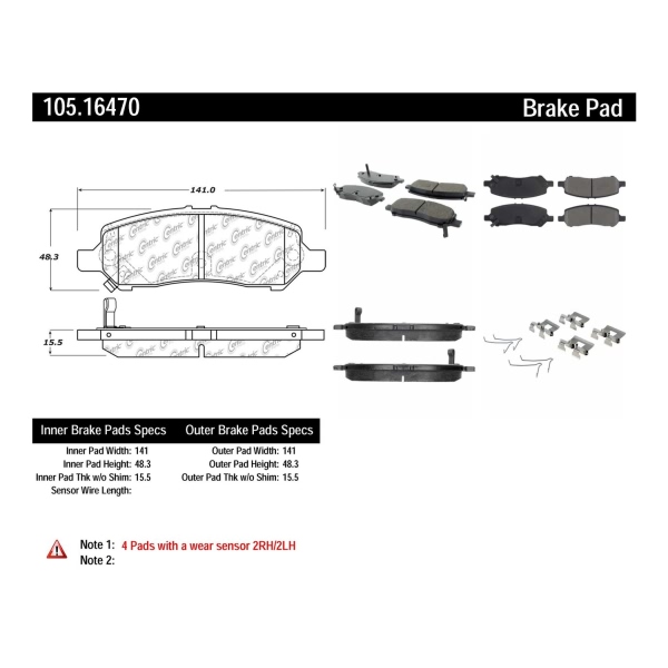 Centric Posi Quiet™ Ceramic Rear Disc Brake Pads 105.16470