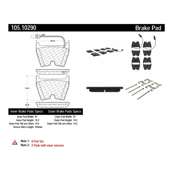 Centric Posi Quiet™ Ceramic Brake Pads With Shims And Hardware 105.10290
