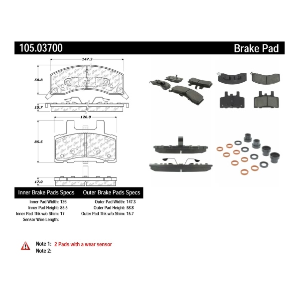 Centric Posi Quiet™ Ceramic Front Disc Brake Pads 105.03700