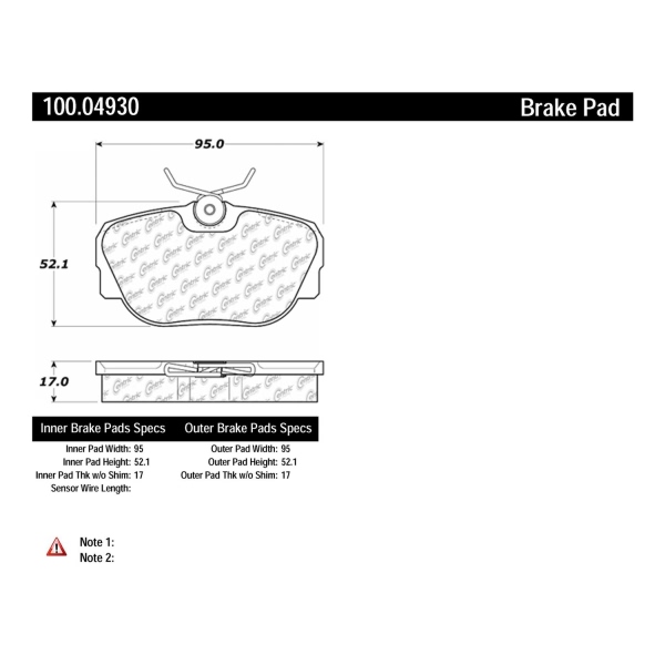 Centric Original Equipment Formula Brake Pads 100.04930