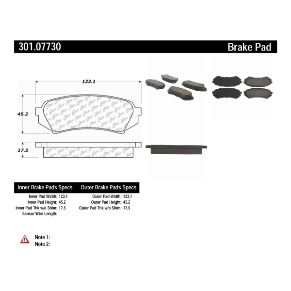 Centric Premium Ceramic Rear Disc Brake Pads 301.07730