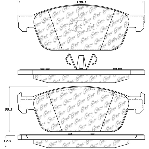 Centric Posi Quiet™ Semi-Metallic Front Disc Brake Pads 104.16450