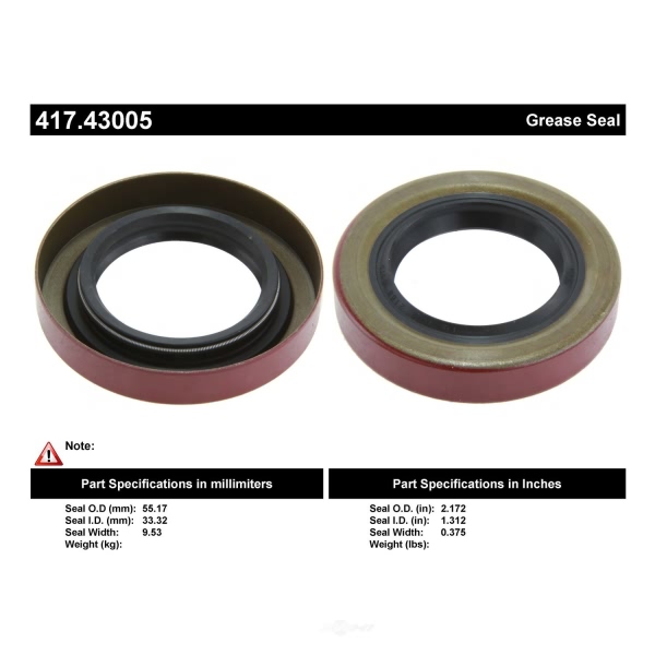 Centric Premium™ Axle Shaft Seal 417.43005