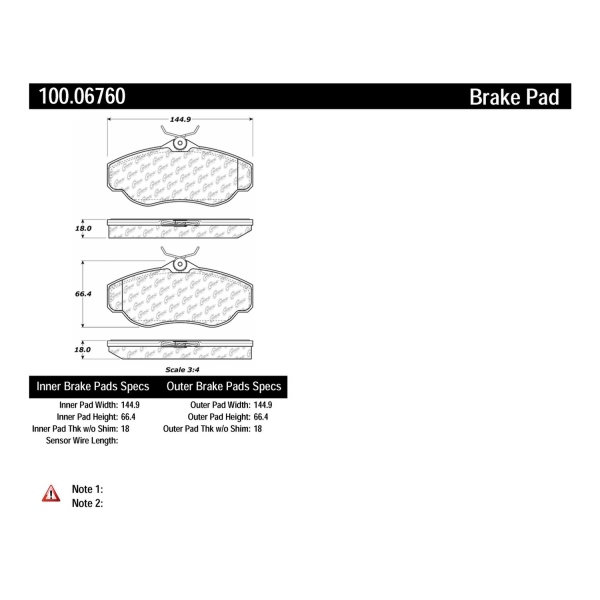 Centric Original Equipment Formula Brake Pads With Hardware 100.06760