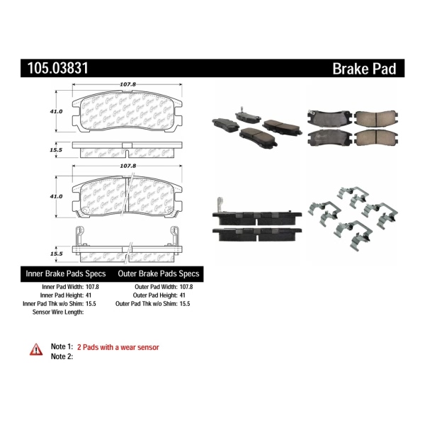 Centric Posi Quiet™ Ceramic Rear Disc Brake Pads 105.03831