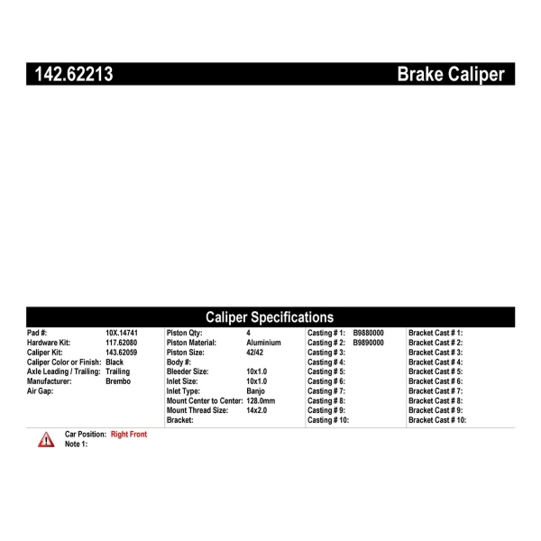 Centric Posi Quiet™ Loaded Front Passenger Side Brake Caliper 142.62213