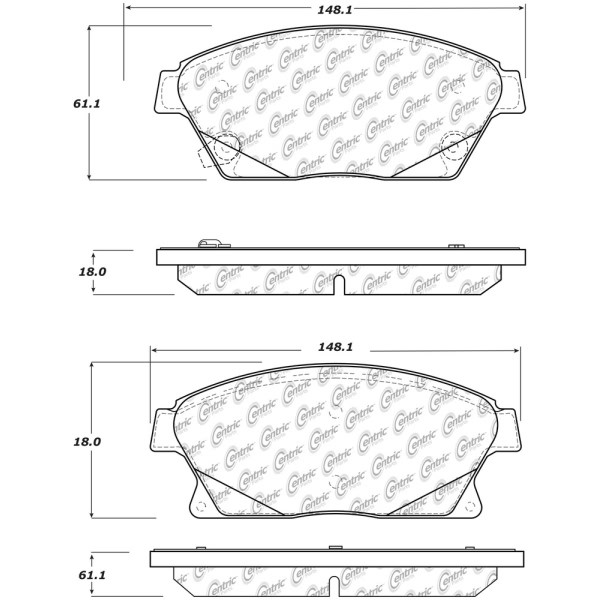 Centric Premium Ceramic Front Disc Brake Pads 301.14670