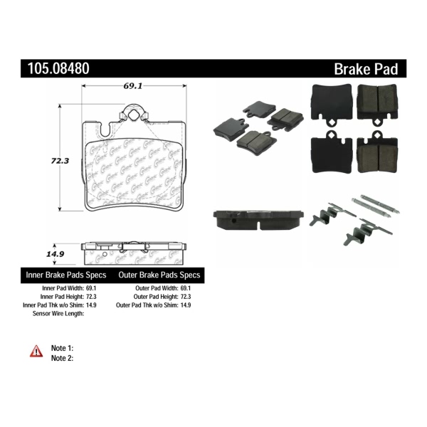 Centric Posi Quiet™ Ceramic Rear Disc Brake Pads 105.08480