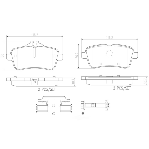brembo Premium Ceramic Rear Disc Brake Pads P50099N