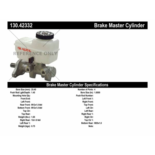 Centric Premium Brake Master Cylinder 130.42332