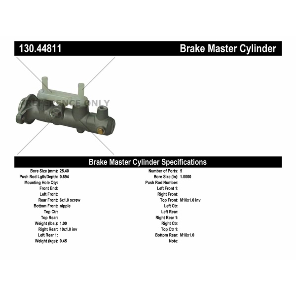 Centric Premium Brake Master Cylinder 130.44811