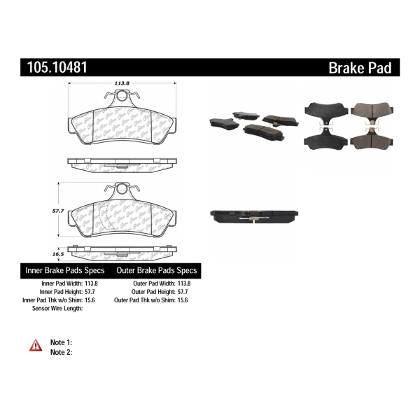 Centric Posi Quiet™ Ceramic Rear Disc Brake Pads 105.10481