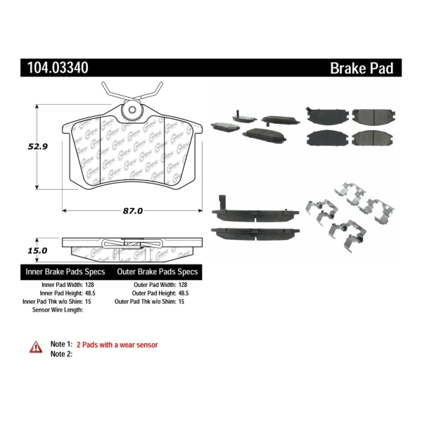 Centric Posi Quiet™ Semi-Metallic Front Disc Brake Pads 104.03340