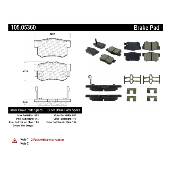 Centric Posi Quiet™ Ceramic Rear Disc Brake Pads 105.05360
