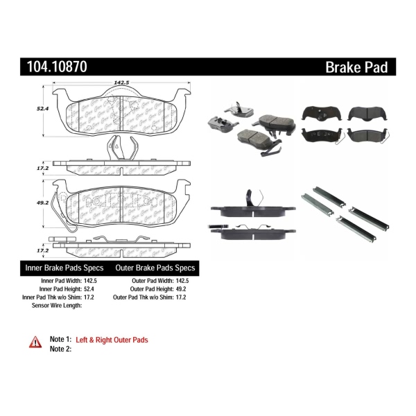 Centric Posi Quiet™ Semi-Metallic Rear Disc Brake Pads 104.10870