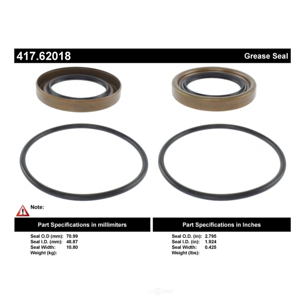 Centric Premium™ Rear Wheel Seal Kit 417.62018