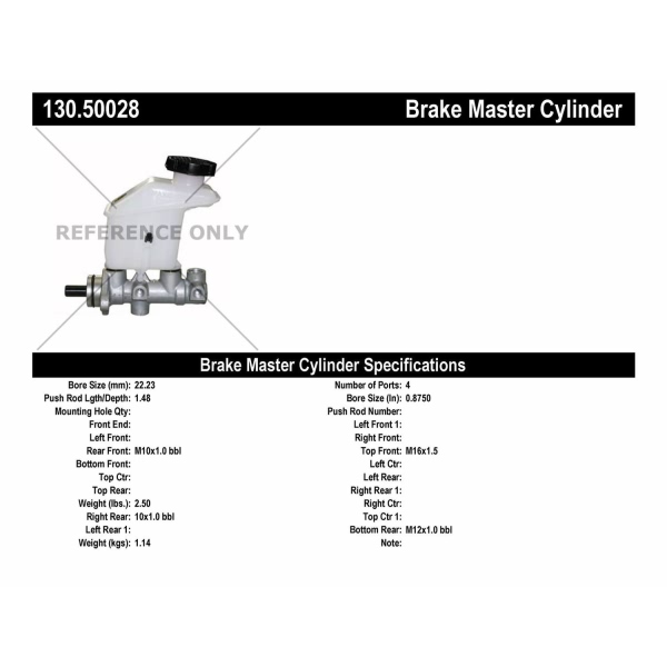 Centric Premium Brake Master Cylinder 130.50028
