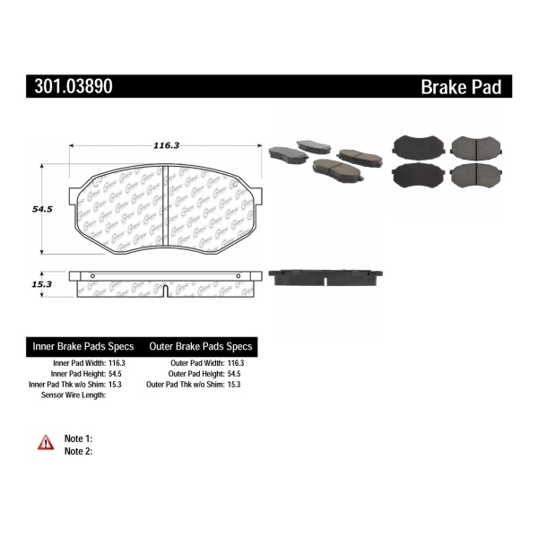 Centric Premium Ceramic Front Disc Brake Pads 301.03890