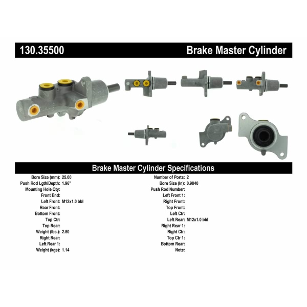 Centric Premium Brake Master Cylinder 130.35500