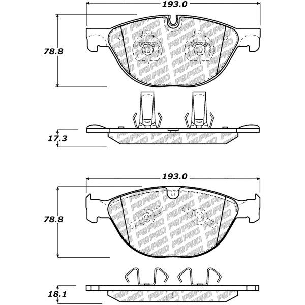 Centric Posi Quiet Pro™ Semi-Metallic Front Disc Brake Pads 500.14480