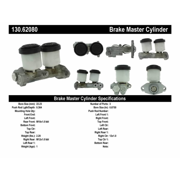 Centric Premium Brake Master Cylinder 130.62080
