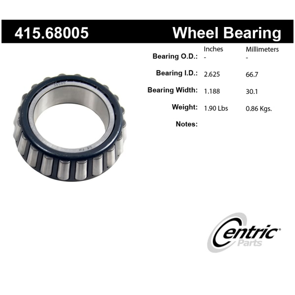 Centric Premium™ Rear Passenger Side Outer Wheel Bearing 415.68005