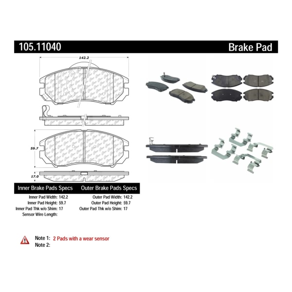 Centric Posi Quiet™ Ceramic Front Disc Brake Pads 105.11040