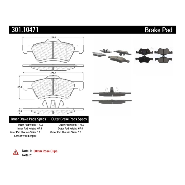 Centric Premium Ceramic Front Disc Brake Pads 301.10471