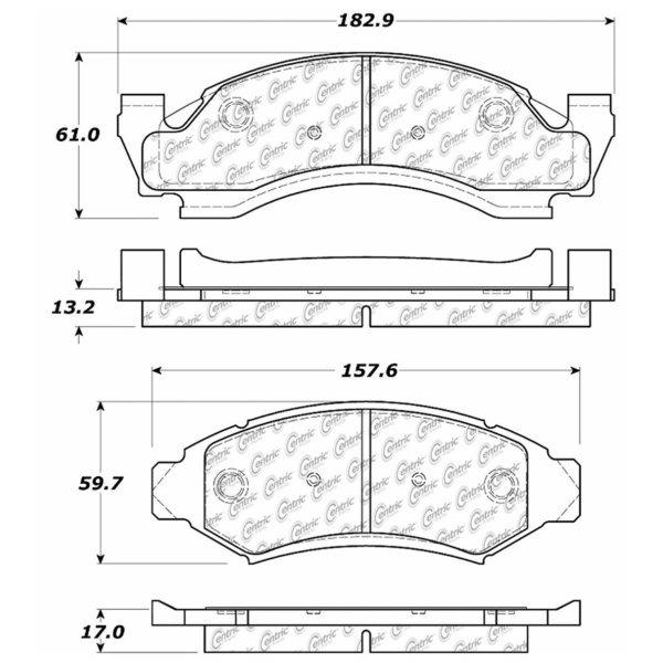 Centric Posi Quiet™ Semi-Metallic Front Disc Brake Pads 104.03750