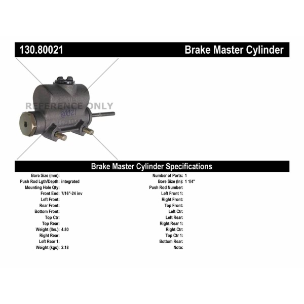 Centric Premium™ Brake Master Cylinder 130.80021