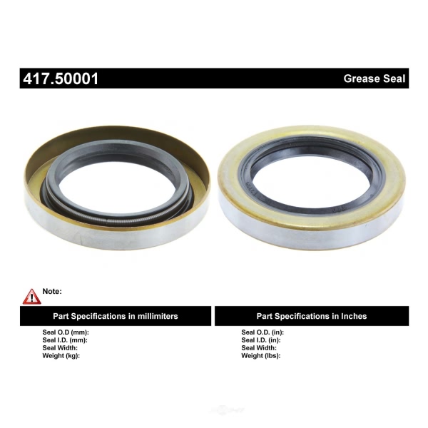Centric Premium™ Rear Outer Wheel Seal 417.50001