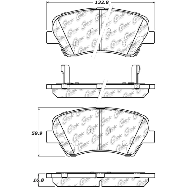 Centric Posi Quiet™ Extended Wear Semi-Metallic Front Disc Brake Pads 106.15430