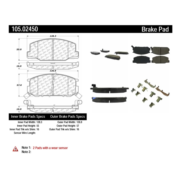 Centric Posi Quiet™ Ceramic Front Disc Brake Pads 105.02450