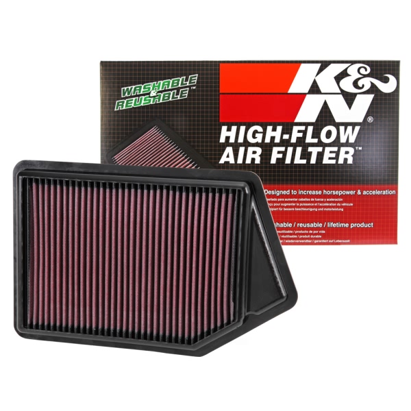 K&N 33 Series Panel Red Air Filter （12.125" L x 7.625" W x 1.125" H) 33-2498